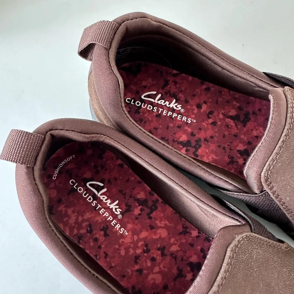 Clarks Cloudsteppers Breeze Bali Womens 9W Brown Slip On Loafers Comfort Shoe